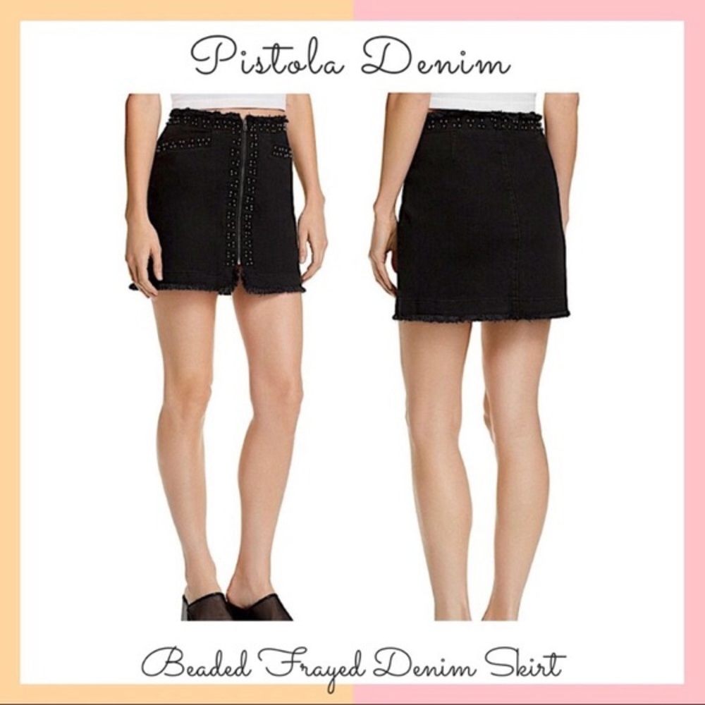 Pistola Denim • Studded Black Jean Skirt
